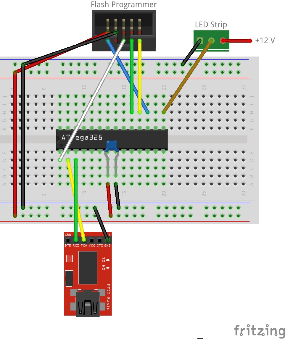 Breadboard visualized with Fritzing